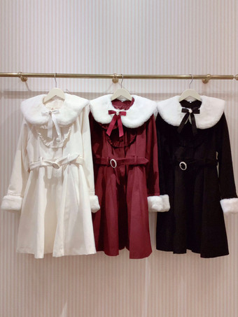 ゴシックロリータコート ブラックコート フリル リボン オーバーコート ポリエステル 秋 ロリータ アウター