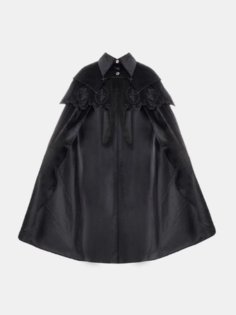 ゴシックロリータポンチョブラックポリエステルフリル冬ロリータアウター