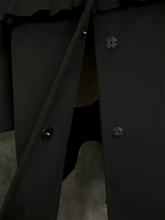 ゴシックロリータコート ブラックコート フリル オーバーコート ポリエステル 冬用ロリータアウター