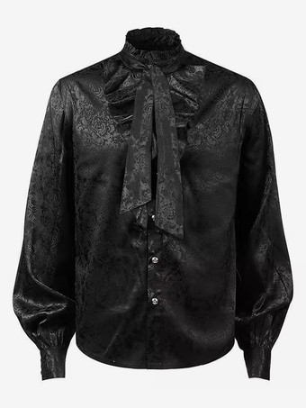 ブラック ハロウィン ゴシック パンク スチームパンク パレス シャツ ヴァンパイア トップ シャツ