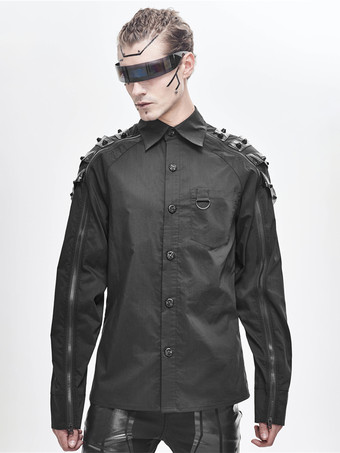 ブラック ハロウィン サイバーパンク ダーク ラグランスリーブ 長袖 メンズ トレンディ シャツ