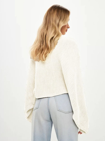 レディース プルオーバー セーター ブラック ジュエルネック 長袖 ポリエステル セーター