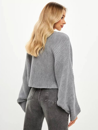 レディース プルオーバー セーター ブラック ジュエルネック 長袖 ポリエステル セーター