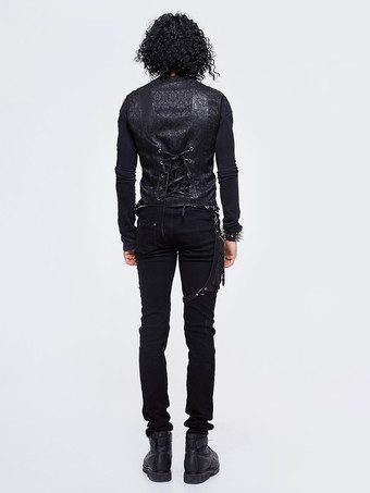 ハロウィン ゴシック パンク メンズ ジャカード パッチワーク ベスト 衣類 ウエストコート コスチューム シルバー トップ