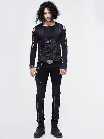 ハロウィン ゴシック パンク メンズ ジャカード パッチワーク ベスト 衣類 ウエストコート コスチューム シルバー トップ