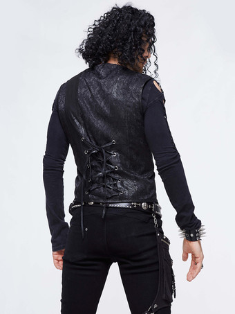 ハロウィン ゴシック パンク メンズ ジャカード パッチワーク ベスト 衣類 ウエストコート コスチューム シルバー トップ