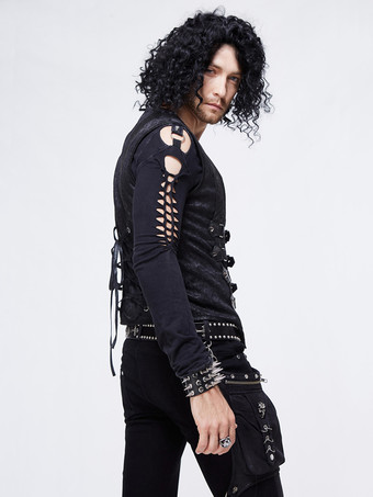 ハロウィン ゴシック パンク メンズ ジャカード パッチワーク ベスト 衣類 ウエストコート コスチューム シルバー トップ