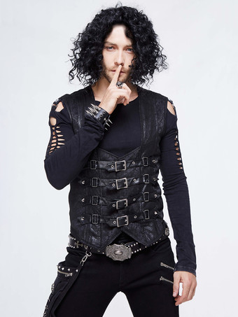 ハロウィン ゴシック パンク メンズ ジャカード パッチワーク ベスト 衣類 ウエストコート コスチューム シルバー トップ