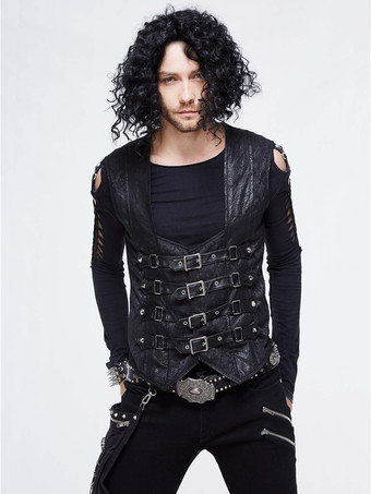 ブラック ハロウィン ゴシック パンク メンズ ジャカード パッチワーク ベスト 衣類 ウエストコート コスチューム シルバー トップ