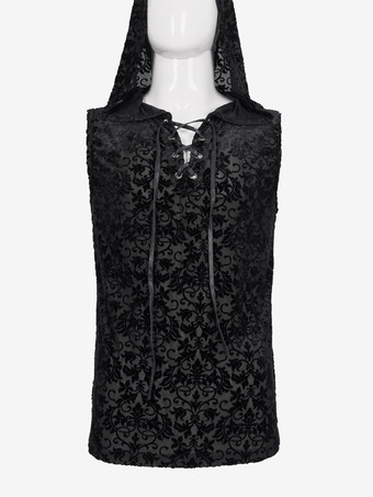 Gilet da uomo Rock Punk senza maniche in maglia di seta cava costumi top