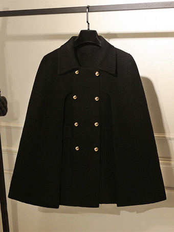 ブラック 女性用コート ターンダウンカラー ボタン カジュアル ホワイト ラップコート