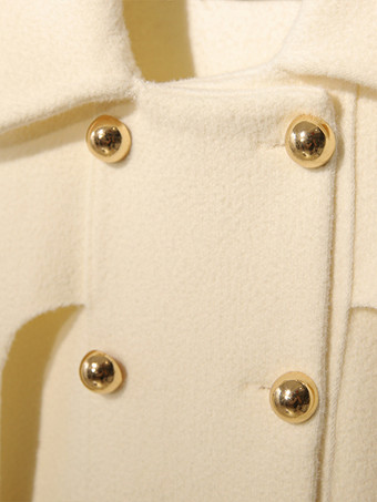 女性用コート ターンダウンカラー ボタン カジュアル ホワイト ラップコート