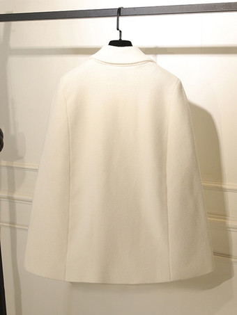 女性用コート ターンダウンカラー ボタン カジュアル ホワイト ラップコート