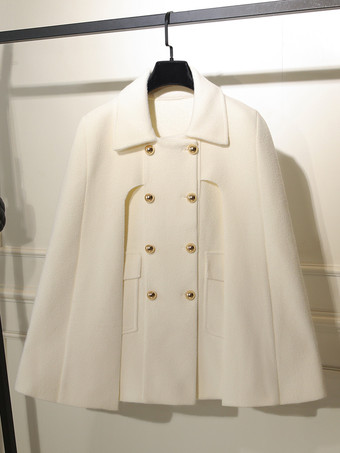 ホワイト 女性用コート ターンダウンカラー ボタン カジュアル ホワイト ラップコート