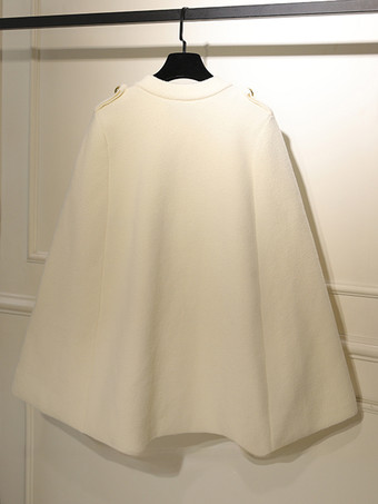 女性用コート ジュエルネックサッシュ エレガント レイヤード ホワイト ラップコート