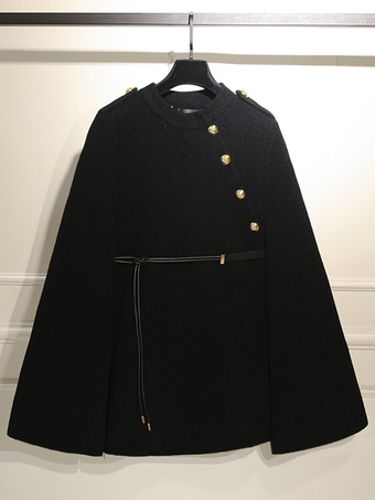 ブラック 女性用コート ジュエルネックサッシュ エレガント レイヤード ホワイト ラップコート