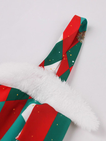 Robe fleurie Robe mi-longue Plaid Sans manches Bretelles Col Chic Fausse fourrure Longue Printemps