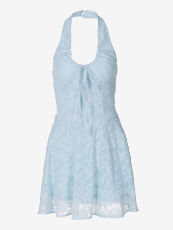 サマードレス ノースリーブ ホルターネック シックなショートドレス レディース