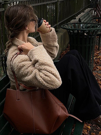 レディースジャケット ターンダウンカラー ジッパー シックなインドアアプリコットジャケット レディース