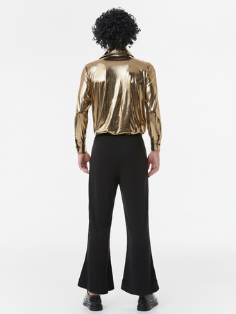 70年代ヒッピーヒップホップダンスコスチュームゴールドトップパンツストリートダンスコスチューム