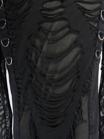 ハロウィン ゴシック メンズ パンクロックスタイル スリムフィット トップ シアー Tシャツ