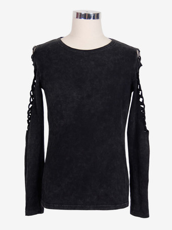 Men's British Street Punk Rock Style Tops Hollow T-shirt