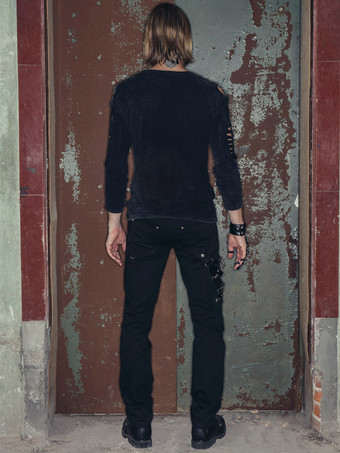 Men's British Street Punk Rock Style Tops Hollow T-shirt