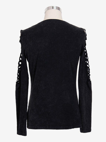 Men's British Street Punk Rock Style Tops Hollow T-shirt