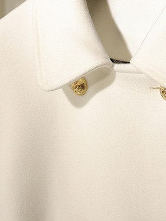 女性用コート ホワイト ターンダウンカラー 長袖 サッシュ レイヤード カジュアル 冬用コート