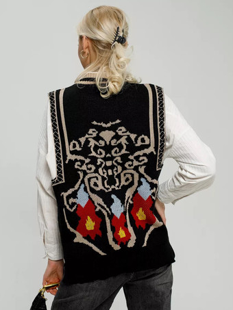 Pulls pour femmes pulls blancs en polyester sans manches à col bijou