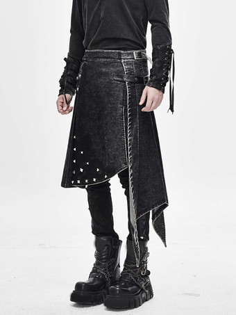 ハロウィン パンク風ダメージ加工コーデュロイラップスカートデニムパッチワークパンツ衣類コスチューム