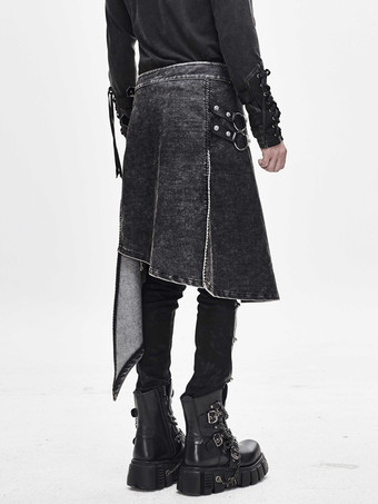 ハロウィン パンク風ダメージ加工コーデュロイラップスカートデニムパッチワークパンツ衣類コスチューム