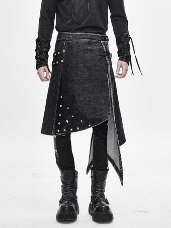 ハロウィン パンク風ダメージ加工コーデュロイラップスカートデニムパッチワークパンツ衣類コスチューム