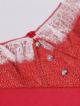 ヴィンテージドレス 赤い花柄プリント 1950年代 オードリー ヘップバーン風 リボン 半袖 ジュエルネック ロング ロカビリードレス