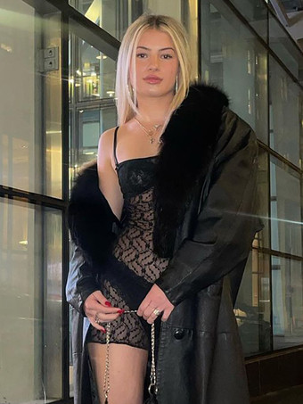 ブラック クラブドレス レディース ストラップネック セクシー レース ノースリーブ ポリエステル ブラック セクシー ドレス