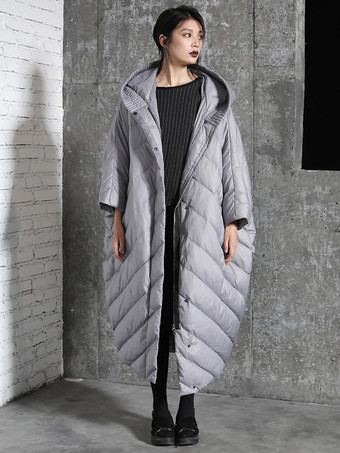 グレイ女性用ダウンジャケット シックなポリエステル