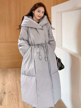 グレイ女性用ダウンジャケット ダックフェザー