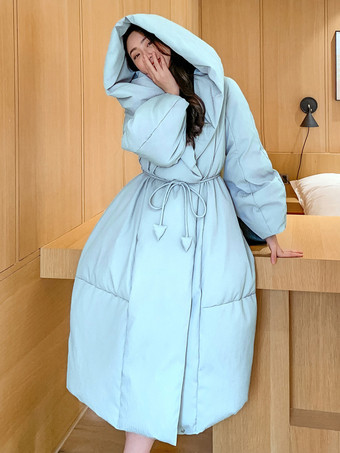 ライトスカイブルー女性用ダウンジャケット ダックフェザー