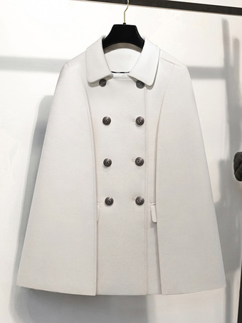 ホワイト 女性用コート ターンダウンカラー ボタン エレガント レイヤード ブラック ラップコート