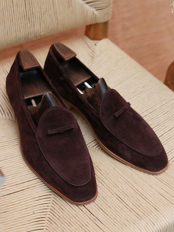 メンズ ベルギーローファー スエード ラウンドトゥ レザー スリッポン レトロ ペニー カジュアルシューズ