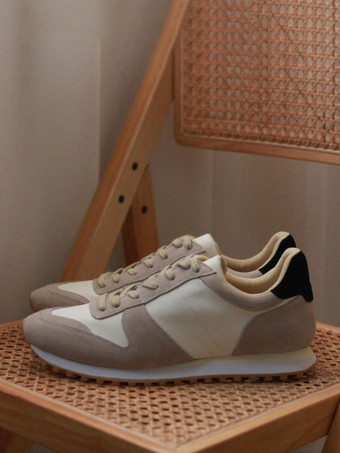 ライトグレー メンズスニーカー スエードレザー 厚底 レトロ ランニング カジュアルシューズ