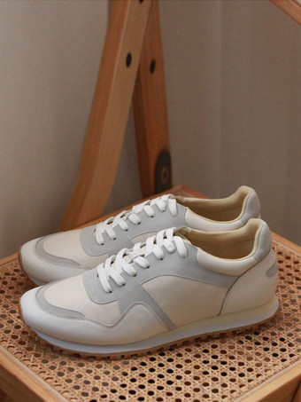 ホワイト メンズスニーカー スエードレザー 厚底 レトロ ランニング カジュアルシューズ