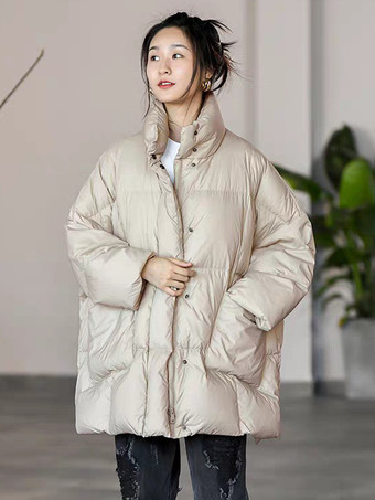 アイボリー レディース ダウンジャケット シック ポリエステル