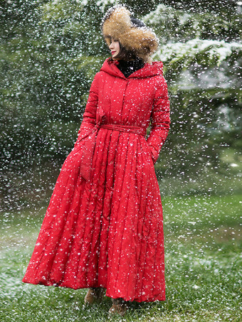 レッド レディース ダウンジャケット ダックフェザー