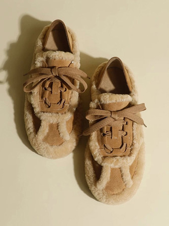 ブラウンレディースカジュアルスニーカー ラウンドトゥ レースアップスニーカー