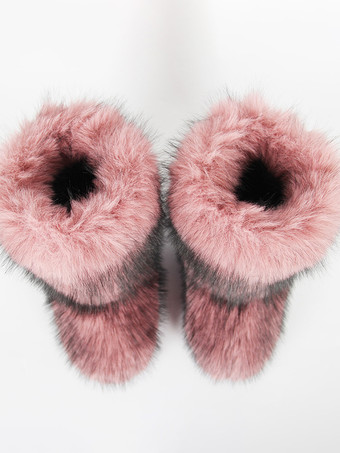 レディース スノーブーツ フェイクファー ラウンドトゥ ウィンターブーツ