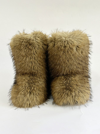 レディース スノーブーツ フェイクファー ラウンドトゥ ウィンターブーツ