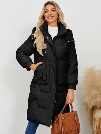 パファーコート アプリコット スタンドカラー ボタン レースアップ 長袖 アウター