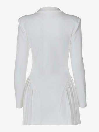 クラブドレス レディース Vネック セクシー 長袖 ポリエステル ホワイト セクシー ドレス