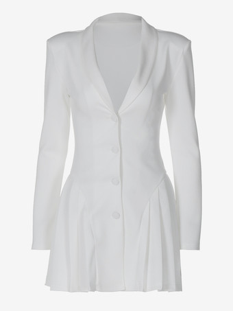 クラブドレス レディース Vネック セクシー 長袖 ポリエステル ホワイト セクシー ドレス